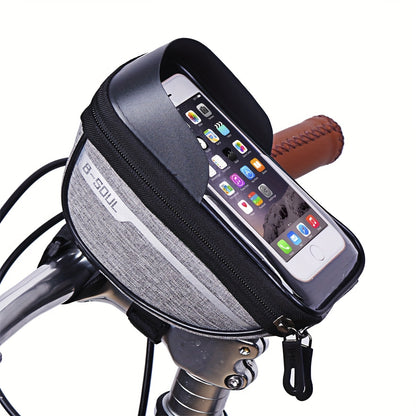 1pc B-SOUL Touch Screen Compatible Polyester Bike Bag, Adjustable Strap Mountain Bicycle Handlebar Pouch for Cycling