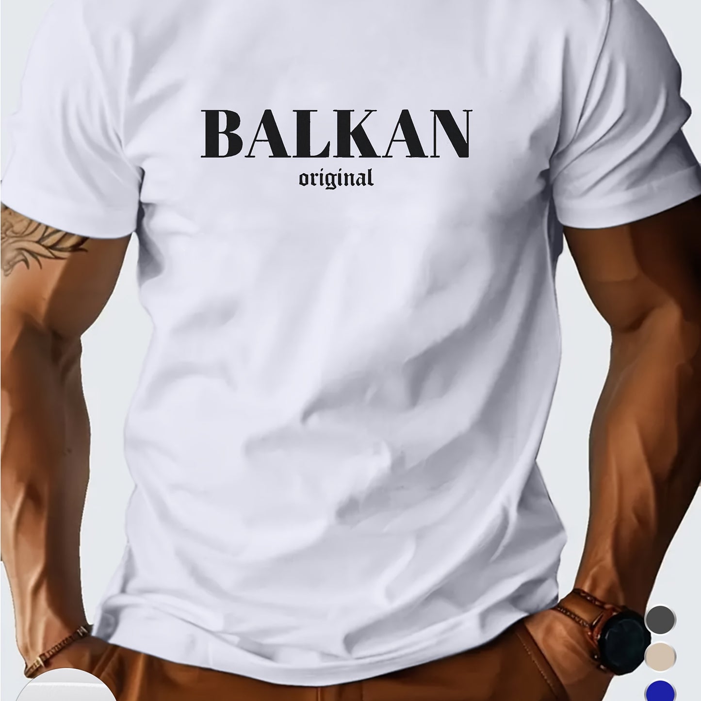 Men'S Casual Short Sleeve T-Shirt - "Made in Balkans" Print, Lightweight & Breathable Summer Tee, Round Neck, Regular Fit, Perfect for Casual Attire, Breathable Clothing | Modern Casualwear | Lightweight Shirt