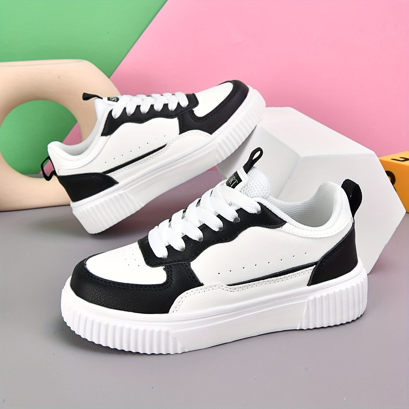 Boys Girls Low-Top Casual Sneakers - White & Navy Blue Synthetic Cover with EVA Cushioned Sole, Breathable Fabric Lining & Durable Durable Traction for School, Sports & Casual Attire, School Shoes, Sleek Shoe Design