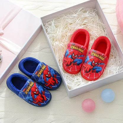 MARVEL Boys' Spider-Man Plush Slippers - Cozy Cartoon Design, Warm & Soft Fabric, Slip-On Indoor House Shoes for Youngsters, Youngsters, and Youngsters, Perfect for Fall/Winter, Youngsters'S Indoor Shoes | Cartoon Character S