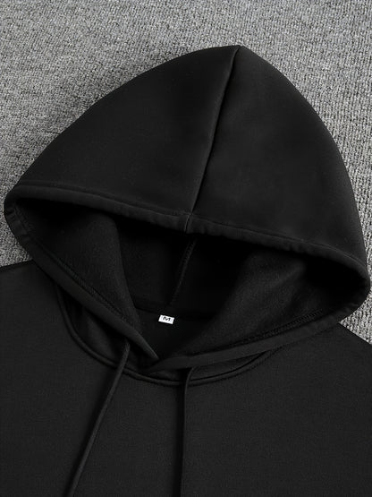 Men'S Autumn Winter for Galaxy Print Hooded Sweatshirt, French Terry Fleece, Polyester, Non-Stretch Knit Fabric, Loose Fit with Pocket Detail, Casual Sports Style Hooded Pullover