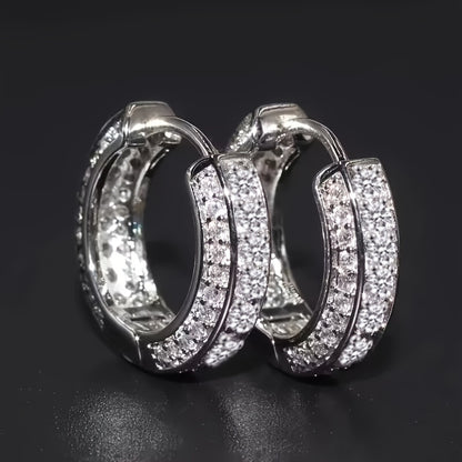 2pcs new style fashion hoop earrings cubic Synthetic Zirconia cartilage hypoallergenic luxury fashion round earrings Men's jewelry