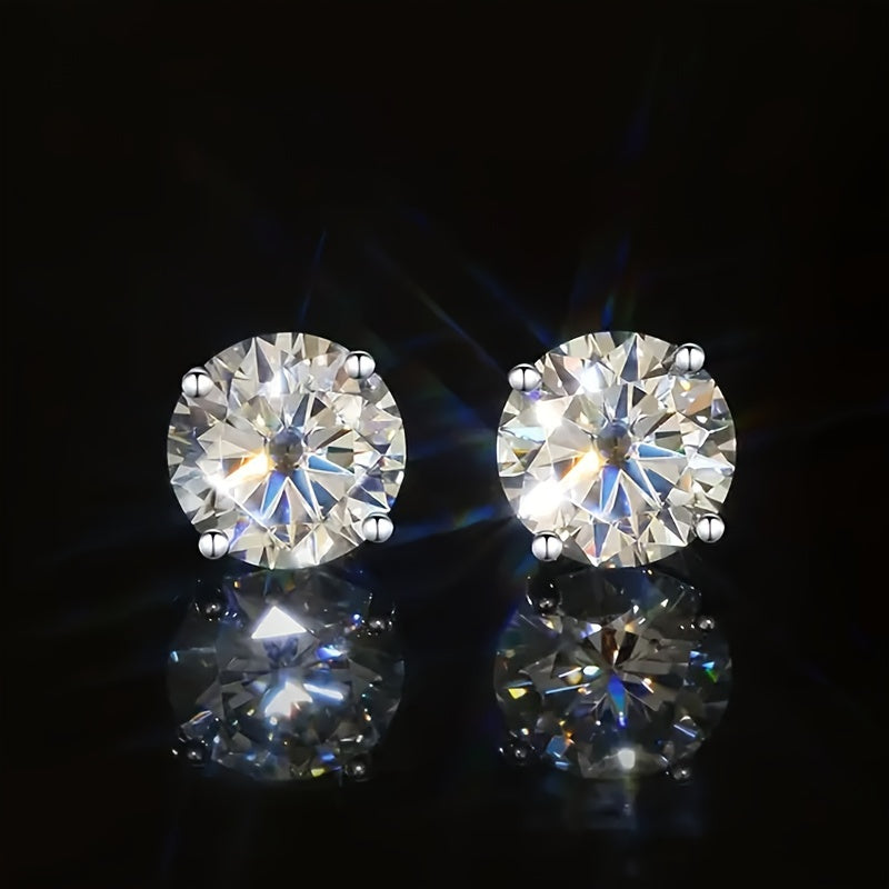 1 Pair Men'S Sparkling One Carat Cubic Zirconia Stud Earrings, High-Quality Stainless Steel, Non-Allergic & Fade-Resistant, Fashion Style, with Synthetic Zirconia, for Wedding Accessory & Men'S Gift Jewelry,Valentine'S Day