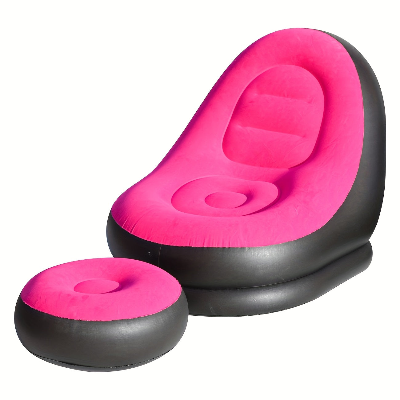 Portable Inflatable Sofa Footrest Set/Single Stool, Foldable Lounge Chair with Comfortable Velvet Upholstery, Ideal for Camping, Hiking, and Sunbathing, Includes Free Pump