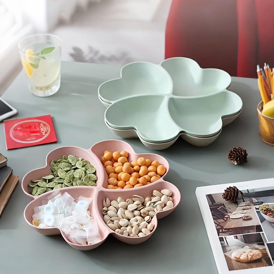 1 Heart-Shaped Food-Grade Plastic Divided Tray - Multi-Use Snack, Dessert, Fruit Serving Plate for Living Room and Coffee Table - Ideal for Parties, Weddings, and Coffee Shops, Coffee Table Decor | Modern Serving Tray | Durab