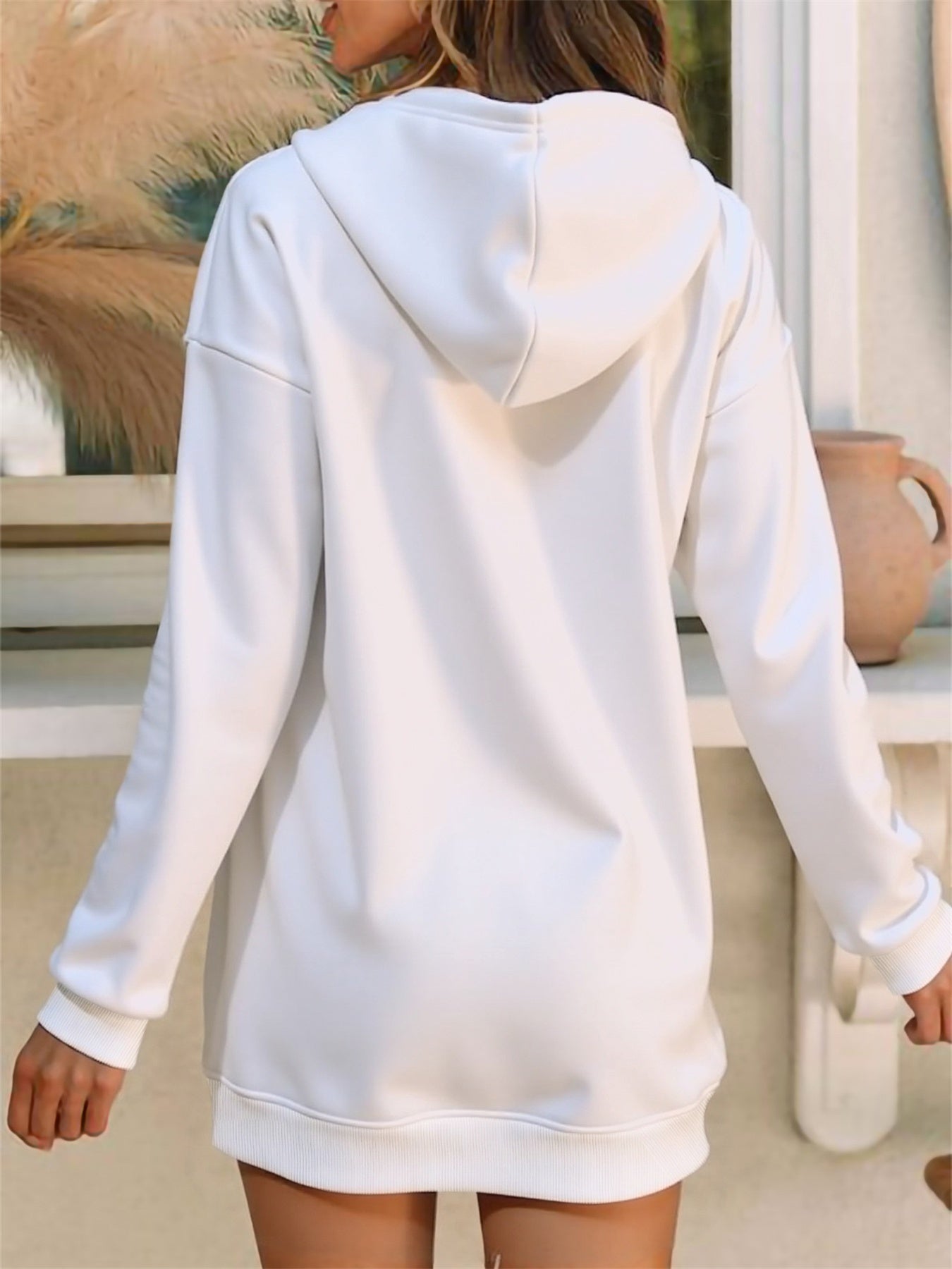 Milano Women'S Casual Hooded Sweatshirt Dress - Long Sleeve, Loose Fit, Thickened Letter Print Pullover with Round Neck, Perfect for Fall/Winter Fashion, Casual Wear Dress | Trendy Casual Style | Comfortable Wear
