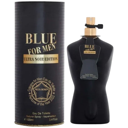 Everlyx - Blue For Men Ultra Noir 100ml EDT - Deep and Fresh Scent for Daily or Evening Use - Woody, Citrus, and Sensual Notes - Iconic Masculine Body Design - Shipping to Spain in 24/48h