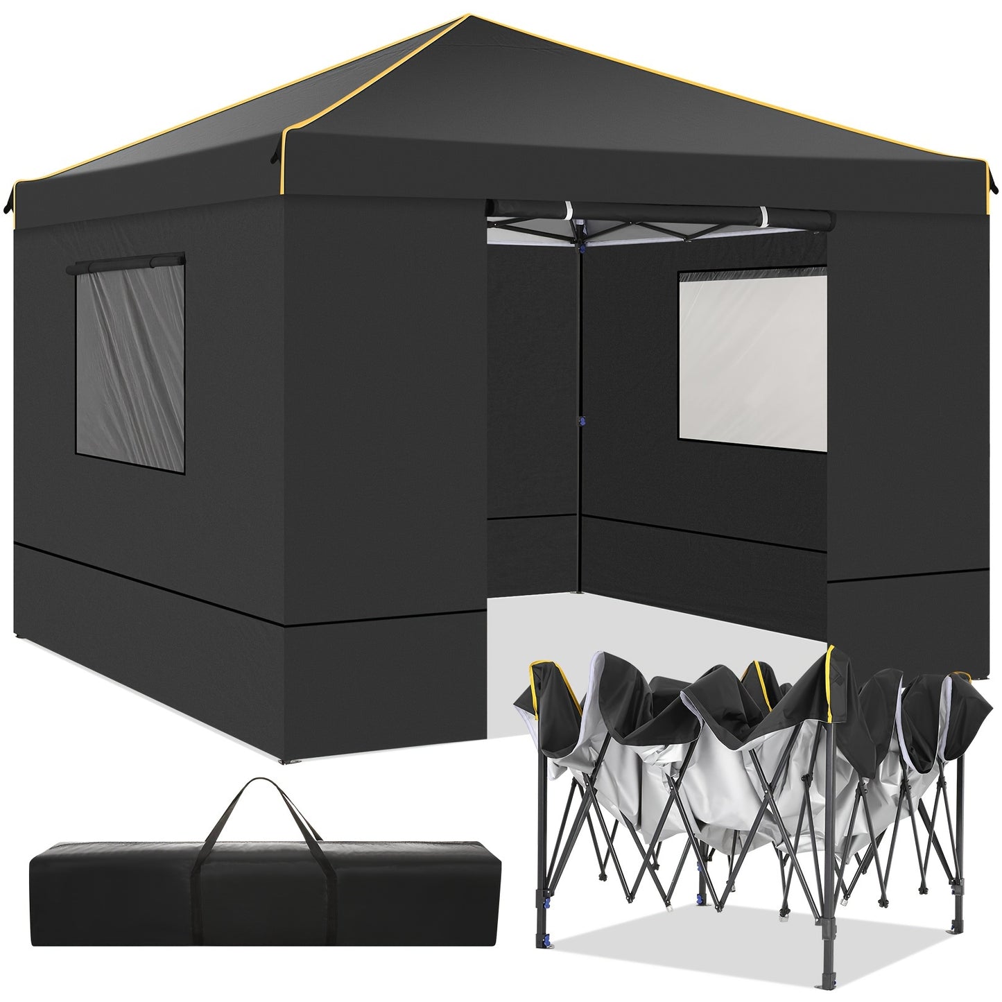 3x6m/3.05x3.05m Pop-up Tent With 6 Removable Side Walls Or 4 Removable Side Walls, With/without Sandbags, Style Optional, Suitable For Party Weddings, Garden Pavilion For Beach Wedding Camping Instant Awning, Upgraded Roof, W