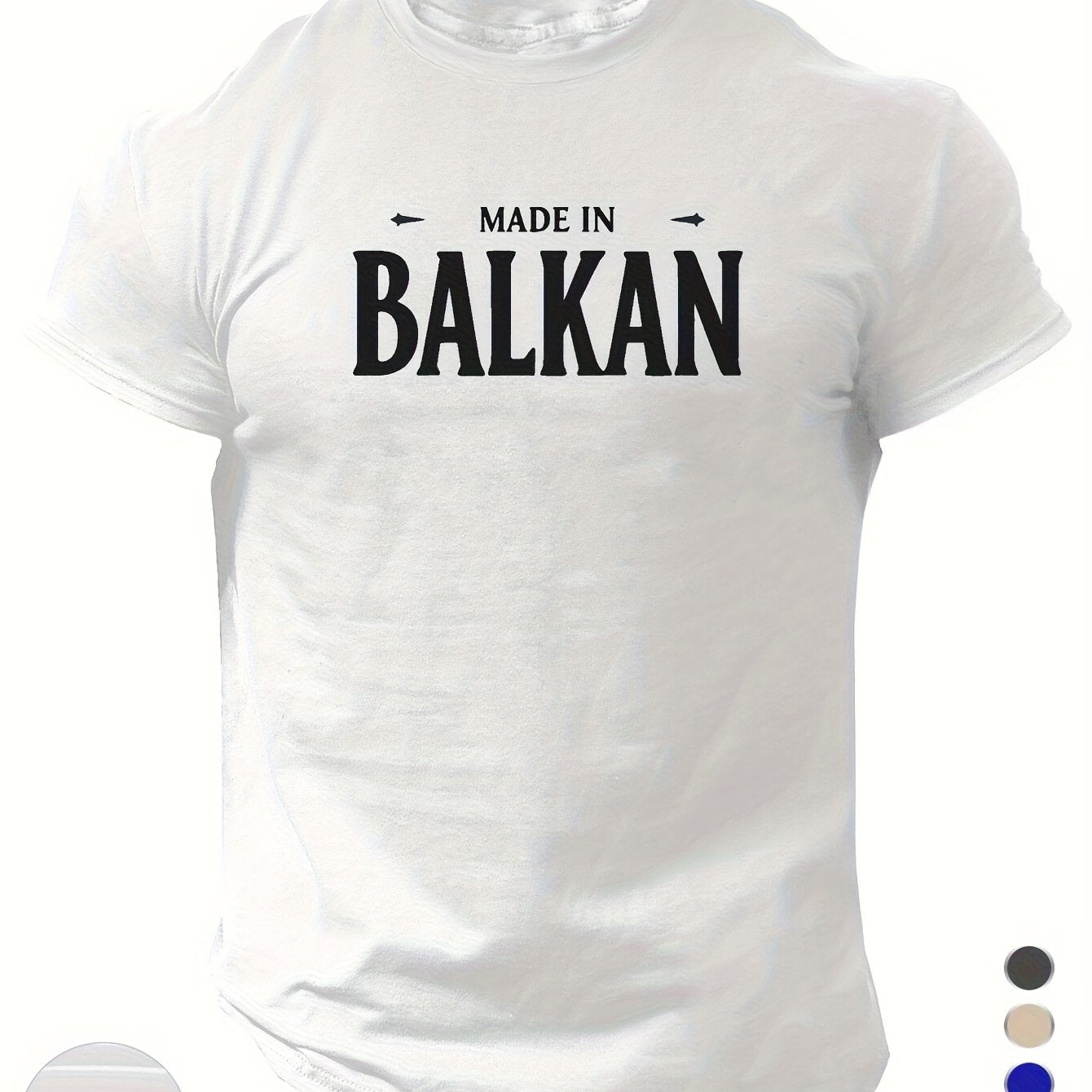 Men'S Casual Short Sleeve T-Shirt - "Made in Balkans" Print, Lightweight & Breathable Summer Tee, Round Neck, Regular Fit, Perfect for Casual Attire, Breathable Clothing | Modern Casualwear | Lightweight Shirt