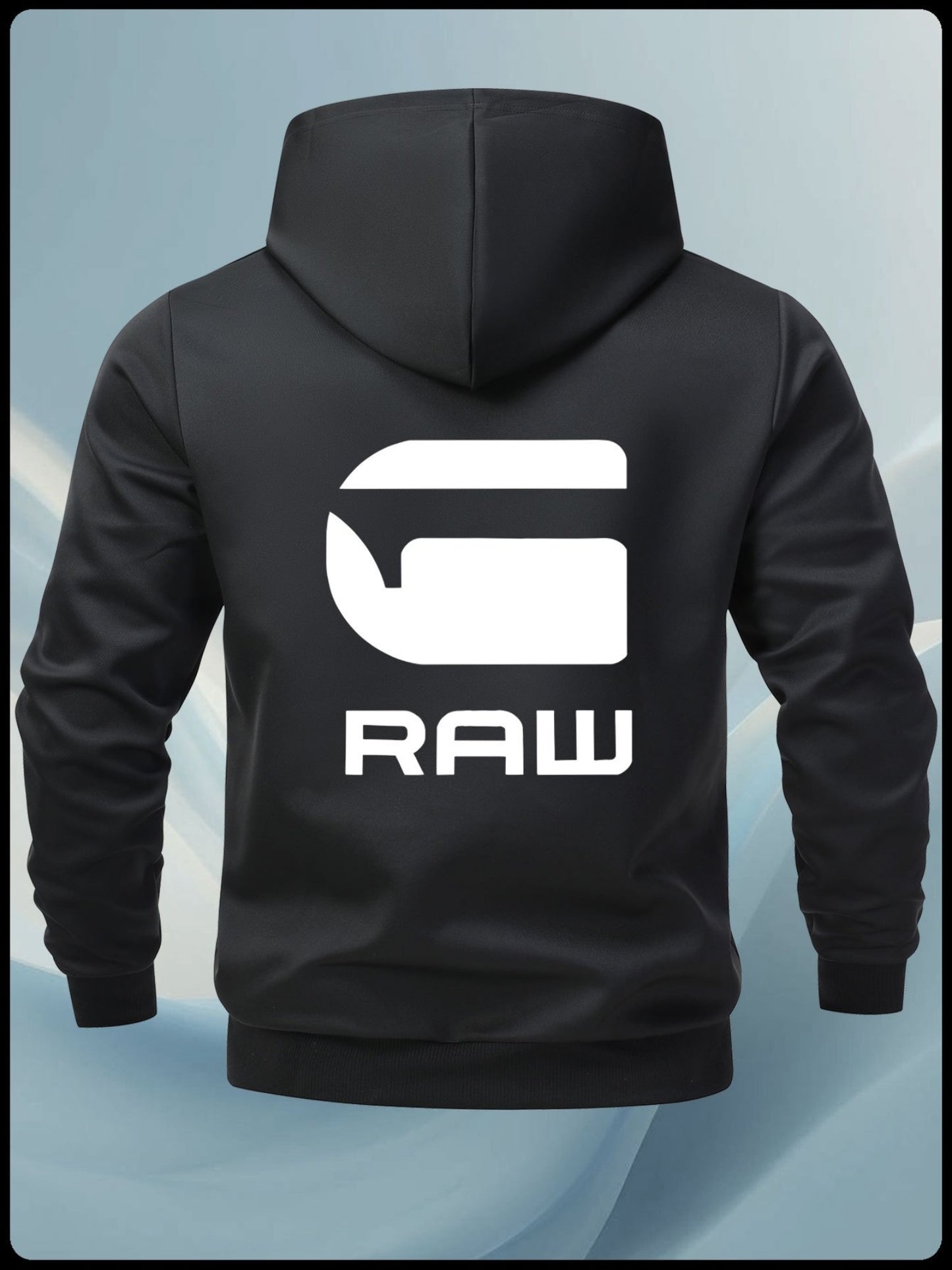 Men'S Casual Hooded Jacket with "RAW" Graphic Print - Light Gray Zip-Up Coat, Polyester Lining, Regular Fit, Front Pockets, Casual Outerwear | Trendy Casual Jacket | Polyester Lined Interior