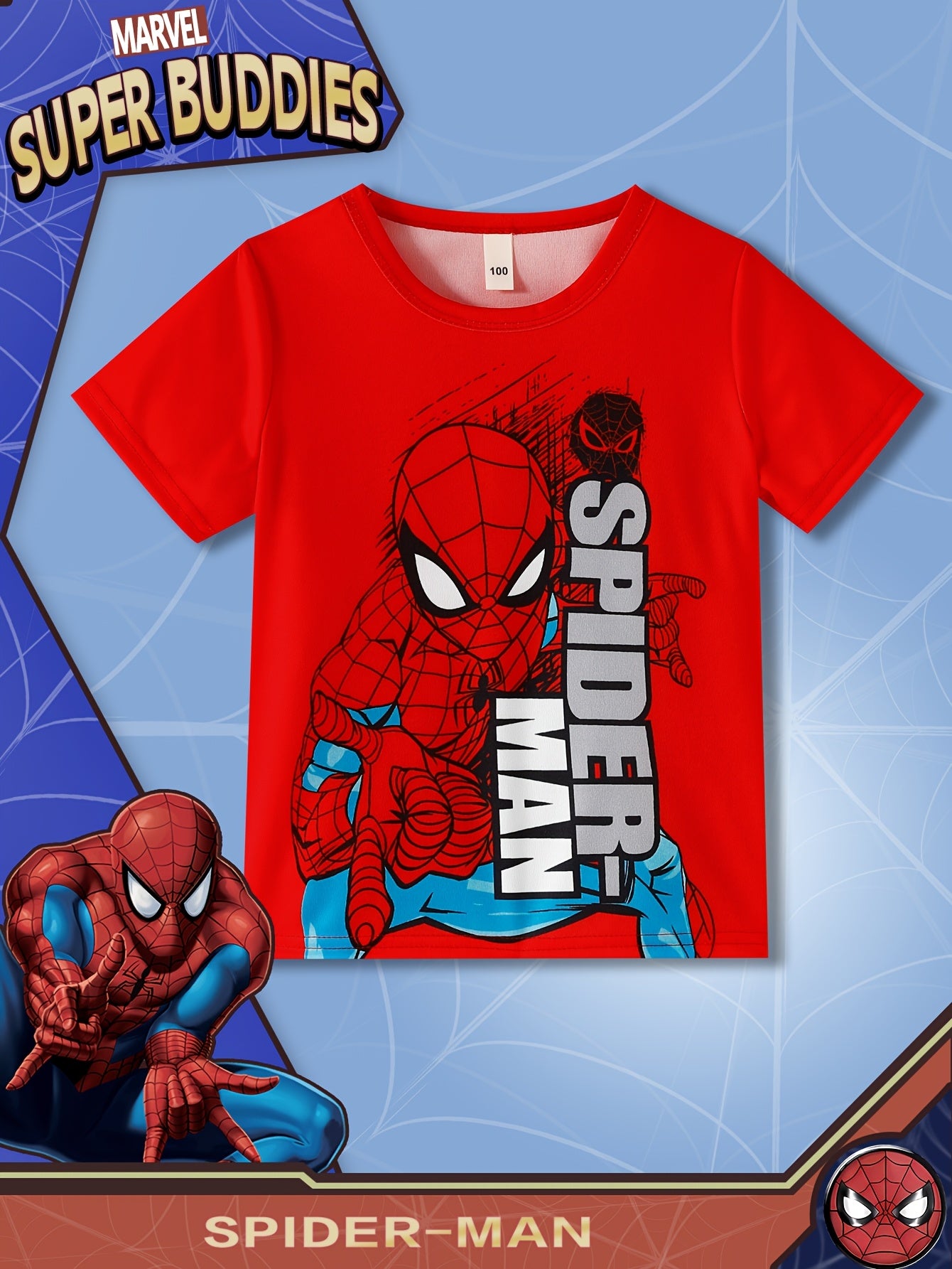 MARVEL Boys' Spider-Man Graphic T-Shirt - Red Short Sleeve Casual Tee with Superhero Design, Lightweight Breathable Summer Top for Outdoor Play & Daily Wear, Perfect Gift for Kids, Kids Summer Wear | Casual Round Neck | Durab