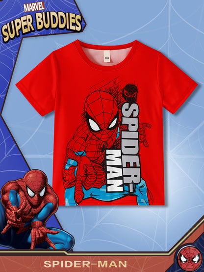 MARVEL Boys' Spider-Man Graphic T-Shirt - Red Short Sleeve Casual Tee with Superhero Design, Lightweight Breathable Summer Top for Outdoor Play & Daily Wear, Perfect Gift for Kids, Kids Summer Wear | Casual Round Neck | Durab