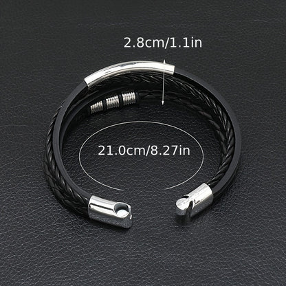New Hot Selling Men's Vintage Hand-woven Multi-layer Beaded Alloy Magnetic Buckle PU Men's Bracelet