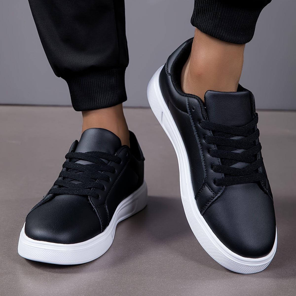 Men's Skate Casual Sneakers - Black & White Geometric Streetwear Design, PU Upper & MD Sole, Breathable Fabric Lining, All-Season Comfort for Urban Fashion, Outdoor Hiking, Daily Wear - Ideal Holiday Gift, Skate Shoes, Outdoo