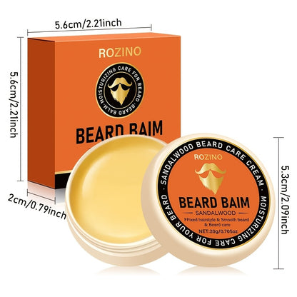 ROZINO Sandalwood Beard Care Cream, 20g - Hypoallergenic, Moisturizing & Gentle Cleansing for Men, Promotes Smooth, Shiny Beard