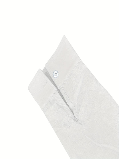 Men's Lightweight 95% Linen Shirt - Breathable Summer Casual Button-Up with Stand Collar, Regular Fit for Beach & Urban Wear, Solid Color