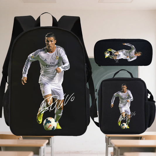 3pcs Soccer Player Backpack Set - Adjustable Straps, Zipper Closure, Laptop Compartment, Unlined, Honey Style, Ideal for College, Travel, Birthday, Holiday, Party Gifts, Travel Backpacks|Sporty Backpacks|Durable Backpacks, So