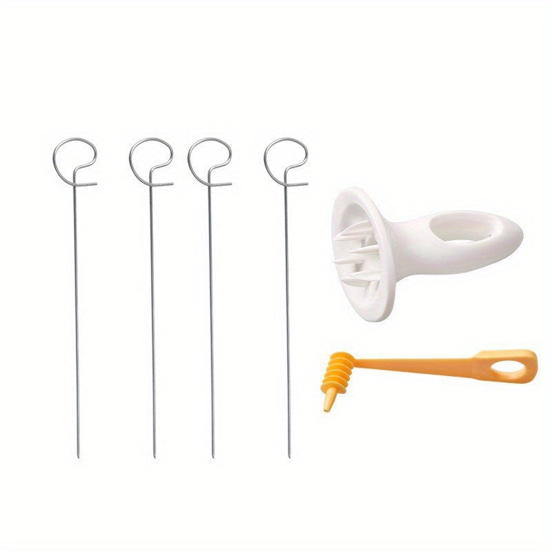 6-Piece Set Multifunctional Spiral Potato Slicer, Stainless Steel Manual Tornado Twister Vegetable Cutter for BBQ, Camping Kitchen Tools, No Flint or Magnesium Rod Included