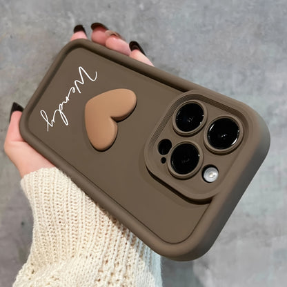 Personalized Customized Name Case for iPhone 17 16 15 14 13 12 11 Pro Max Luxury Acrylic 3D Love Heart Soft DIY Shockproof Gift Cover 14 15 16 Plus 17 Air