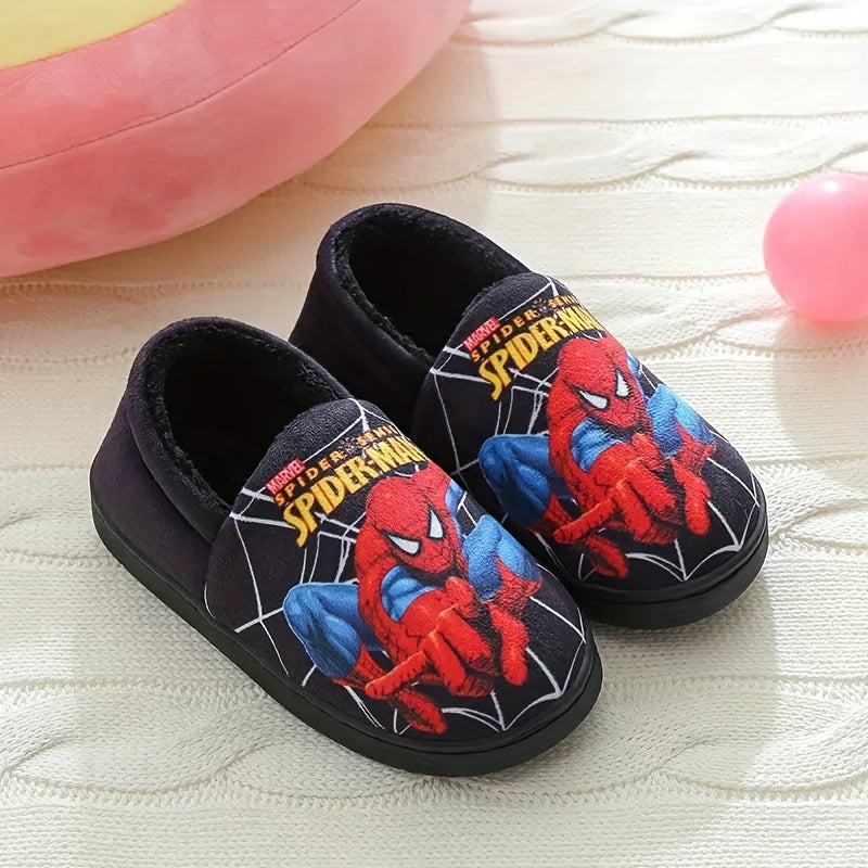 MARVEL Boys' Spider-Man Plush Slippers - Cozy Cartoon Design, Warm & Soft Fabric, Slip-On Indoor House Shoes for Youngsters, Youngsters, and Youngsters, Perfect for Fall/Winter, Youngsters'S Indoor Shoes | Cartoon Character S