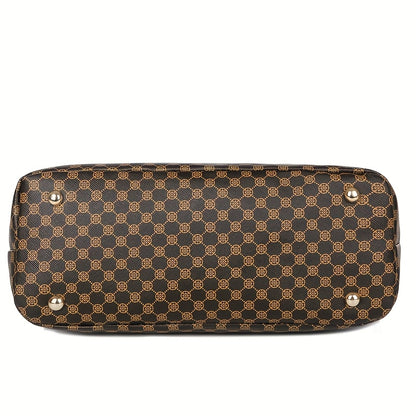 Fashion 6pcs Women's handbag set, geometric pattern, urban theme, zipper closure, polyester lining, edge paint.