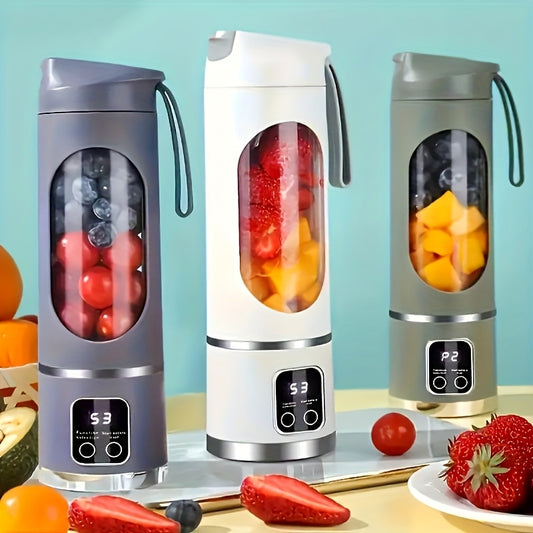 USB-Powered Portable Blender & Juicer with Digital Display, Stainless Steel Blade & Large Capacity (10.14-16.91oz) - Cordless Electric Mixer for Smoothies, Ice, Fresh Fruit Drinks - Compact Design with Ergonomic Handle, Speed