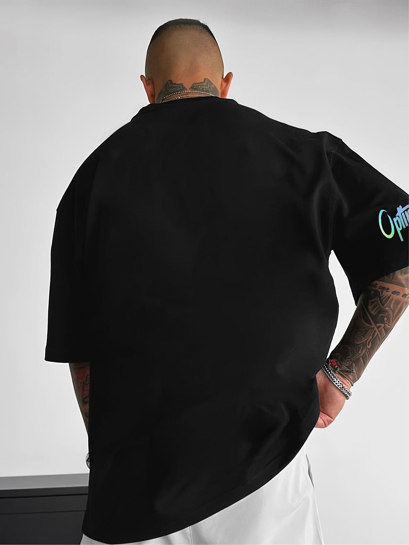 Men'S Casual Street Style Graphic T-Shirt - White with Black Abstract Design, Loose Fit, Short Sleeve, Round Neck, Summer Streetwear, Streetwear Tshirt | Street Style Shirt | Slight Stretch Fabric