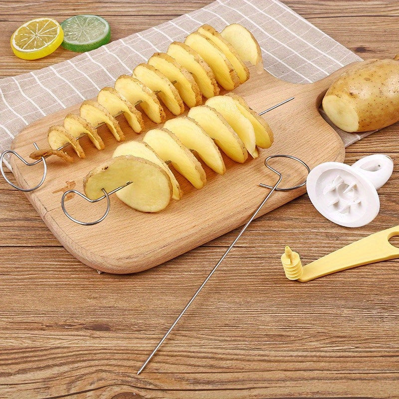 1 set of manual vegetable spiralizer, grater, peeler, slicer, potato spiral cutter, tornado potato chip maker, and fancy French fry tool