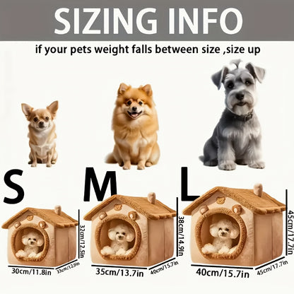 Cozy Cat House Bed - Detachable & Washable, Soft Plush Interior, Winter Warm Pet Nest for Cats and Small Dogs, Easy Assembly, Cute Cat Bed