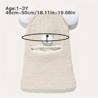 1pc Kids Bear Plush Winter Hat - Thickened Warm Fleece-Lined Bear Ear Flaps, Stretchy Unisex Winter Cap for Boys & Girls, 1-3 Years, Khaki, Perfect for Outdoor Activities, Thanksgiving & Daily Wear, Winter Hat for Kids, Playf