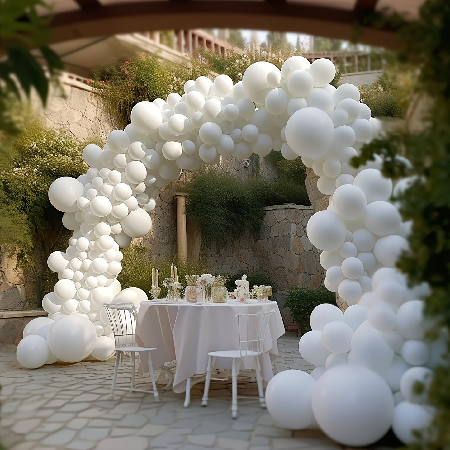114 white latex balloon arch kits- 12.7/25.4/45.72 cm, elegant white balloon bouquets, suitable for weddings, birthdays, graduation ceremonies and anniversaries- Event background| Elegant balloon bouquets| Durable balloon mat