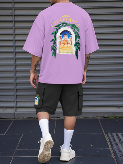 New Loose-Fitting Breathable Men'S Round Neck Short-Sleeved T-Shirt And Workwear Style Multi-Pocket Shorts Set Summer Leisure Sports Two-Piece Suit, Fashionable Sports Casual Versatile Tops And Pants for Men And Women