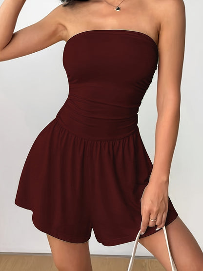 Women'S Y2K Leopard Print Off-Shoulder Jumpsuit - Stretchy Polyester & Spandex Blend, Cinched Waist, Wide-Leg Design, All-Season Casual to Party Wear, Party Attire | Y2K Fashion | Stretchy Fabric