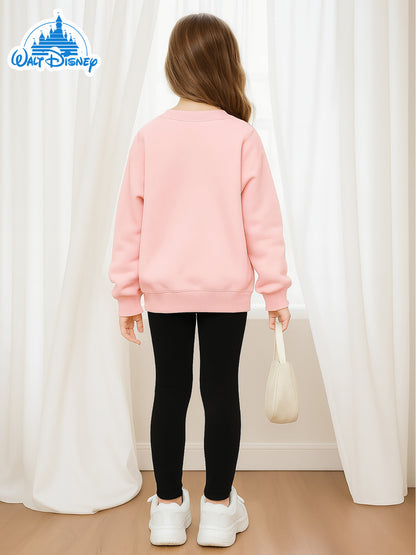 2pcs Disney Girls' Lilo & Stitch Print Sweatshirt and Leggings Set - Soft Stretchy Crewneck Outfit with Cartoon Character Design, All-Season Machine Washable Casual Wear for Ages 5-12, Everyday 's Clothing, Playtime Clothes,