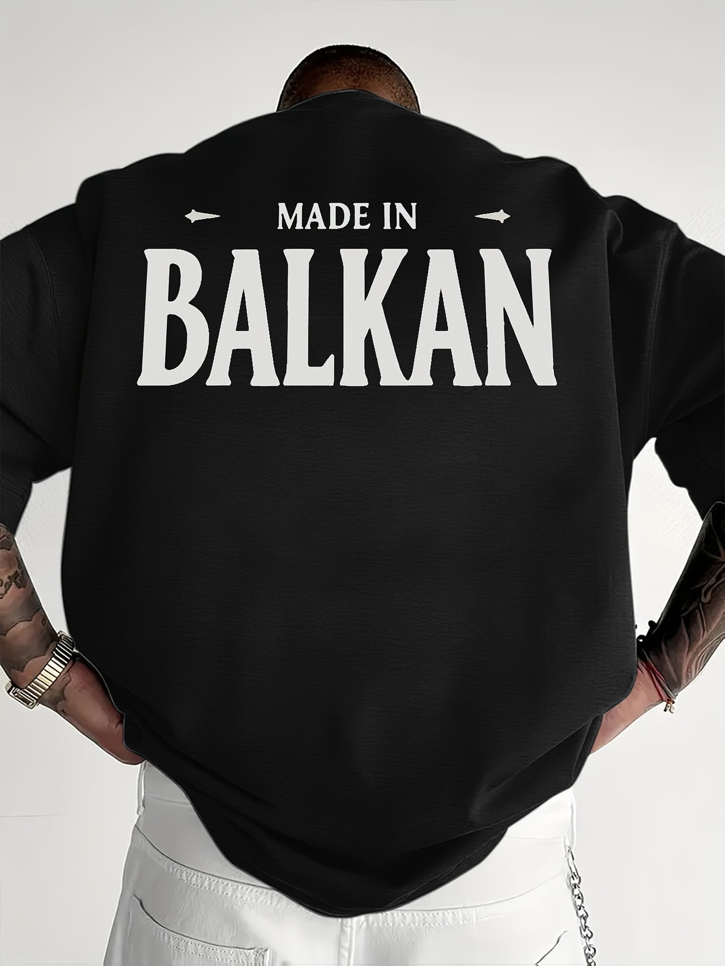 Men'S Casual Short Sleeve T-Shirt - "Made in Balkans" Print, Lightweight & Breathable Summer Tee, Round Neck, Regular Fit, Perfect for Casual Attire, Breathable Clothing | Modern Casualwear | Lightweight Shirt