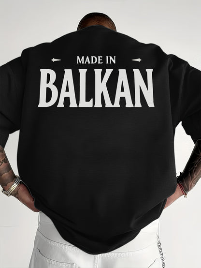 Men'S Casual Short Sleeve T-Shirt - "Made in Balkans" Print, Lightweight & Breathable Summer Tee, Round Neck, Regular Fit, Perfect for Casual Attire, Breathable Clothing | Modern Casualwear | Lightweight Shirt