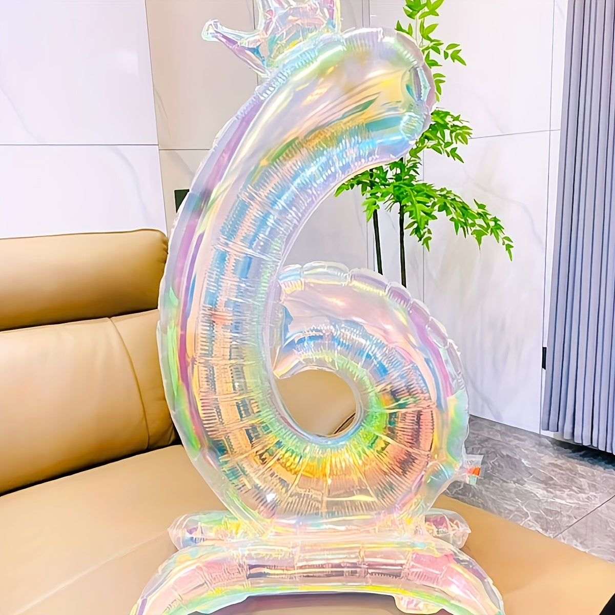 2pcs, 1pc 101.6cm transparent large digital balloon with crown and base + 1 straw, aluminum foil material, suitable for birthday party decoration, photo props, anniversary celebrations, Valentine's Day, New Year celebrations,