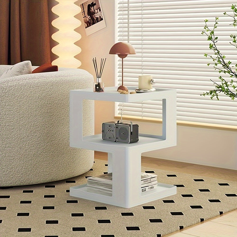 Minimalist Modern Nightstand - Lightweight Durable Plastic Bedside Table with Open Shelf Storage, Easy Assembly, Black - Compact Design for Bedroom, Living Room, Office, Compact Side Table | Sleek Bedside Table | Stable Desig