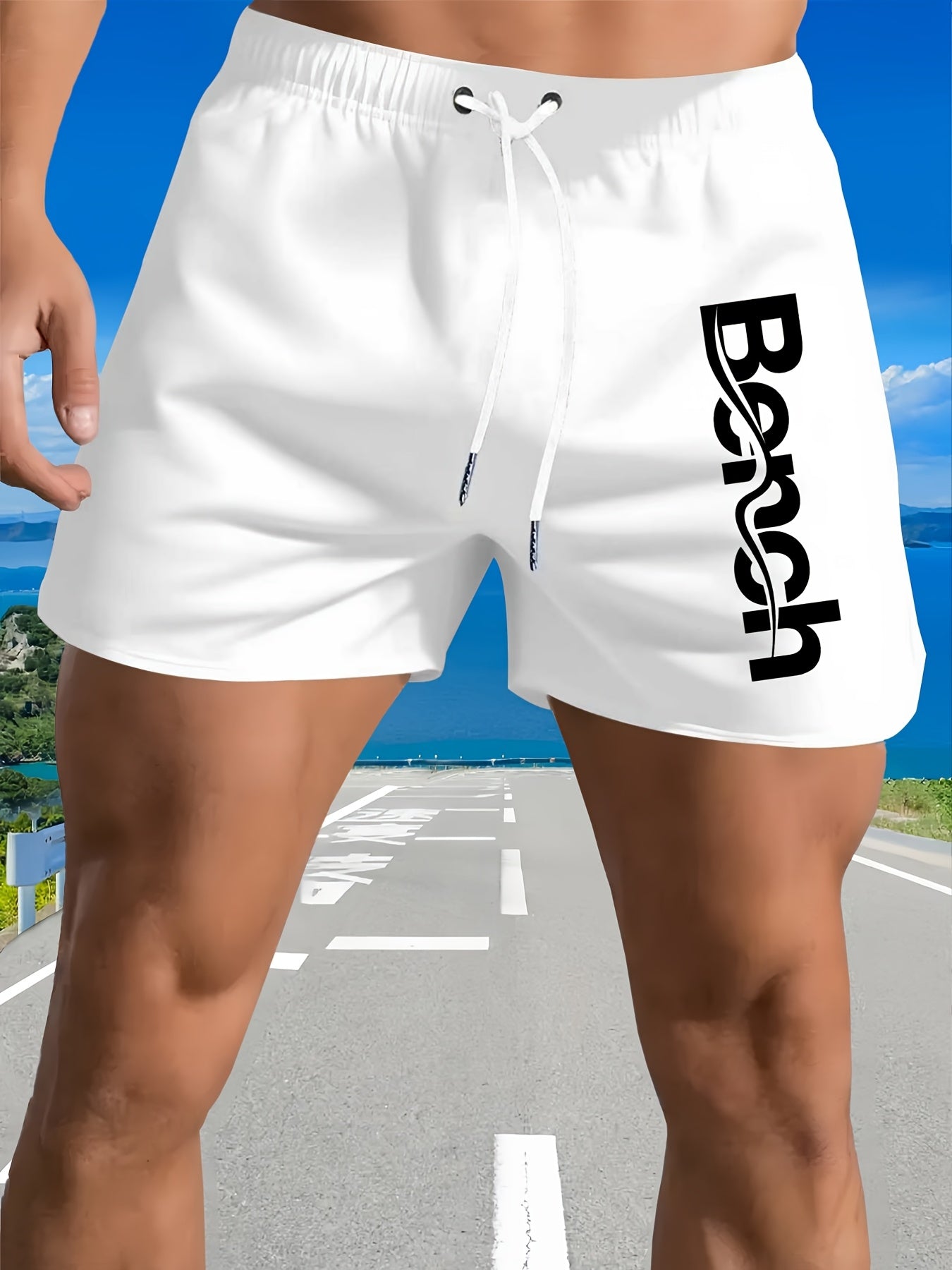 Men'S Quick-Dry Swim Trunks with Drawstring Waist - Vibrant Pink Geometric Pattern Beach Shorts, Breathable Regular Fit Casual Swimwear for Summer, Bathing Suits, Quickdrying Fabric
