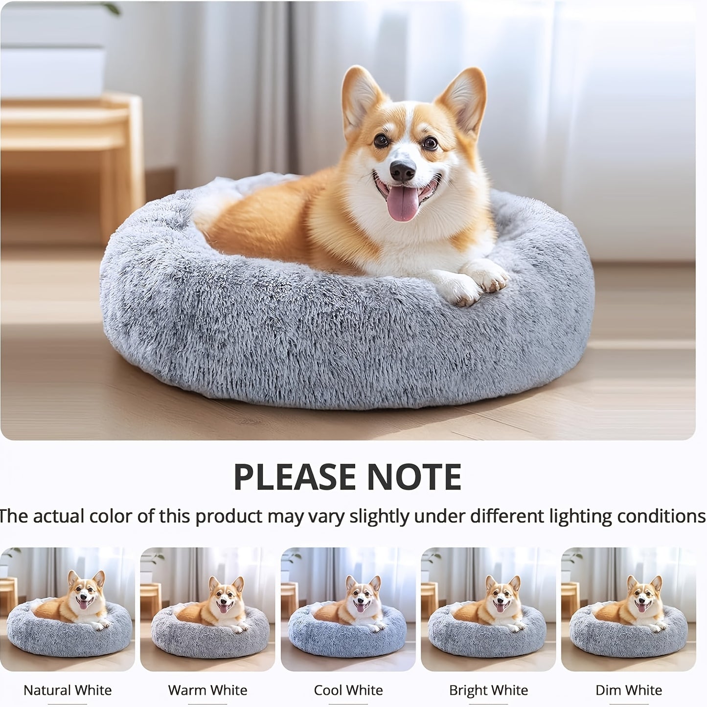 Extra Large Round Plush Dog Bed with Non-Slip Base - 40cm-100cm, Soft Faux Fur Pet Bed for Small, Medium & Large Dogs, Cozy Warmth, Perfect Halloween & Christmas Gift, Available in 6 Sizes, Dog Bed for Dogs, Cozy Pet Furnitur