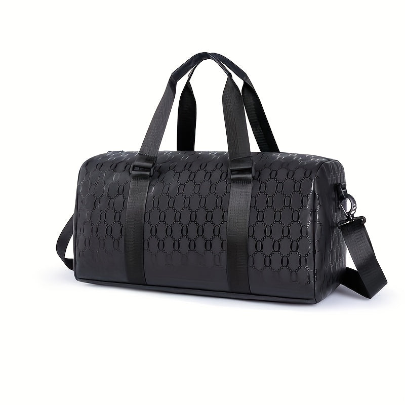 Stylish Black Briefcase Travel Bag - Large Capacity Durable Polyester Handbag with Adjustable Shoulder Strap & Zipper Closure, Sleek Minimalist Design for Work, Travel, Commute
