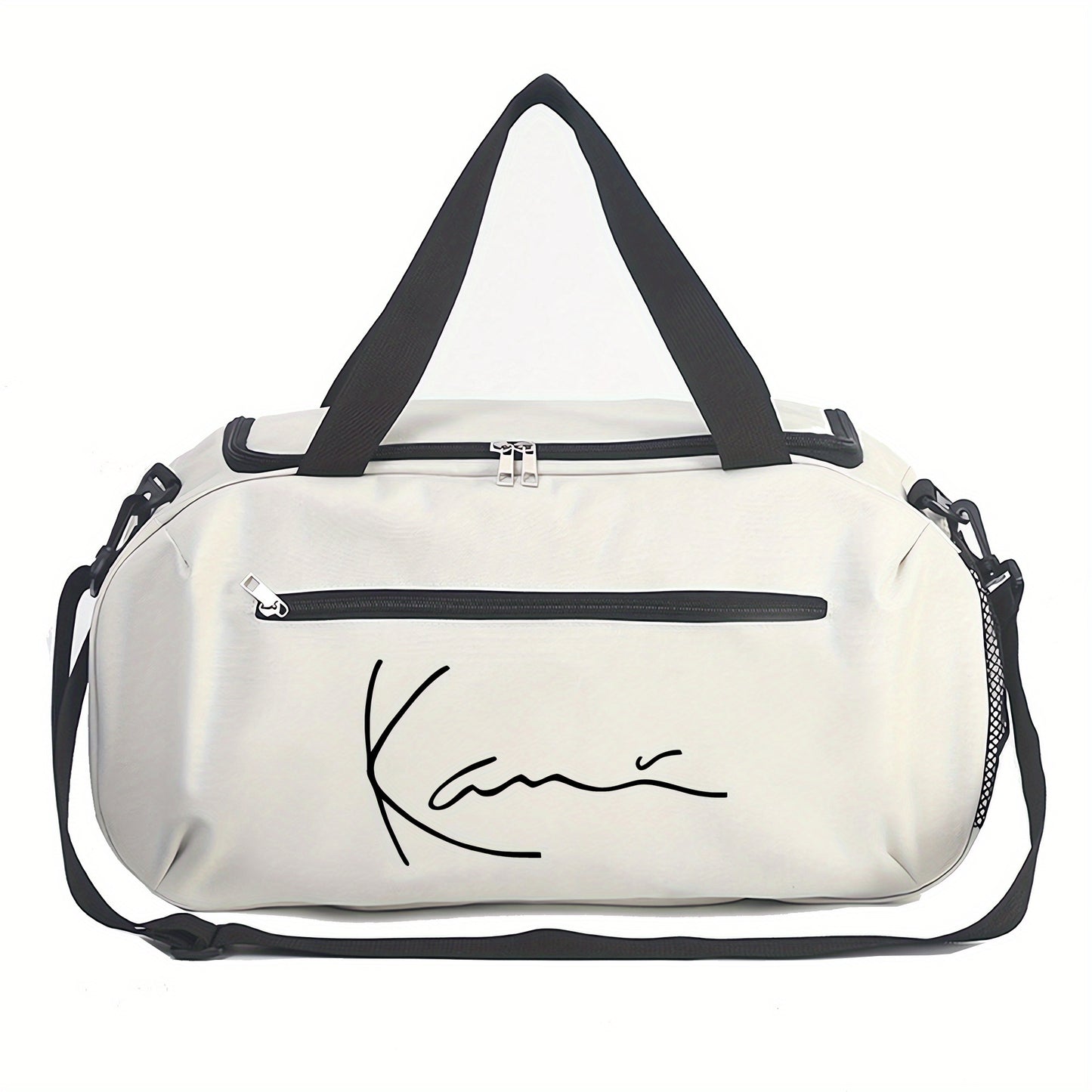 Karl Kani KK Signature Letter Print Duffel Bag, Athletic Carryall, Large Capacity Lightweight Sports Bag with Reinforced Grab Handles, Machine Washable Oxford Fabric for Yoga, Fitness Training, handbag for teenager