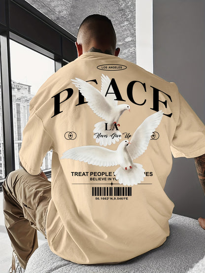 Men's Round Neck American Street Letter Loose T-Shirt