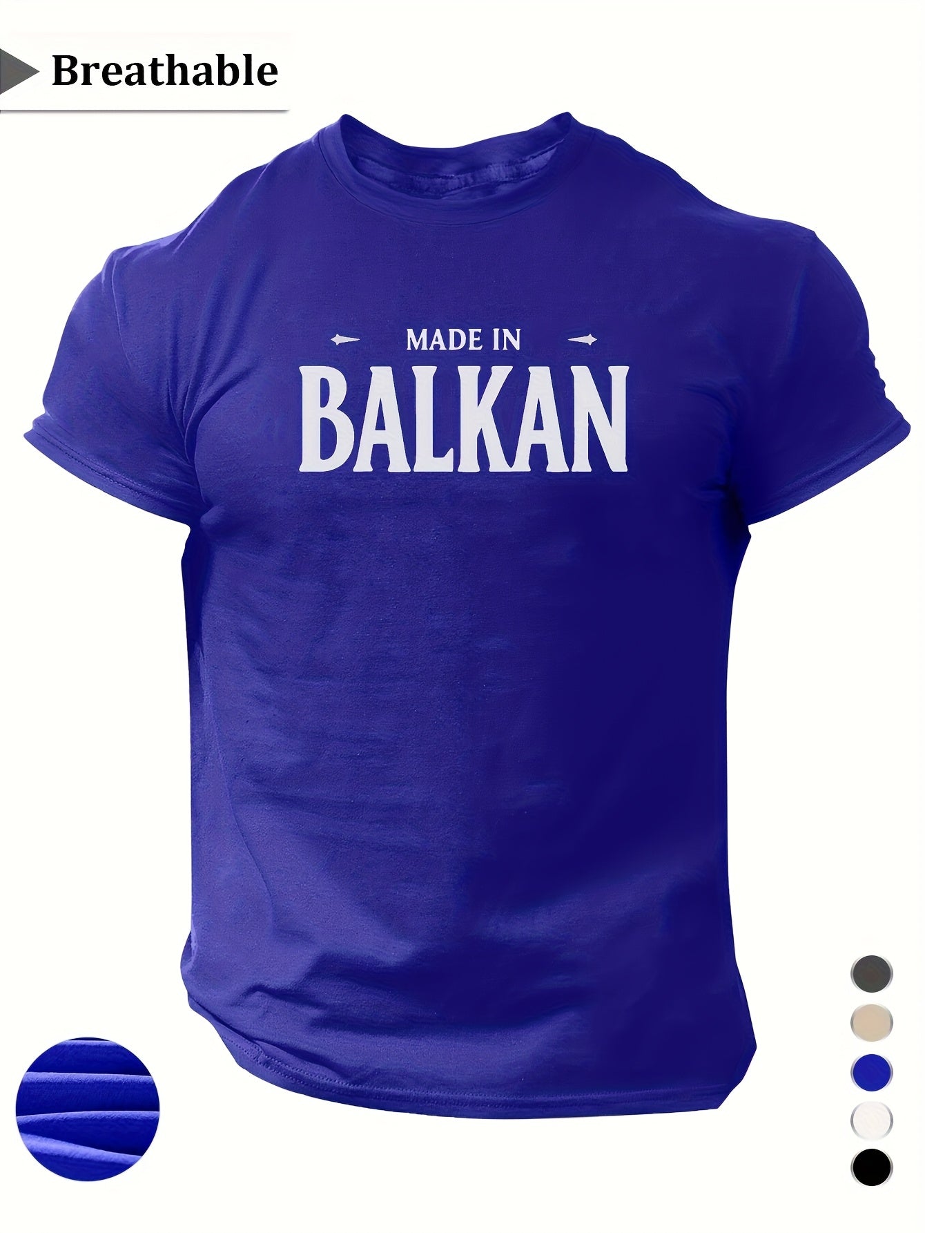 Men'S Casual Short Sleeve T-Shirt - "Made in Balkans" Print, Lightweight & Breathable Summer Tee, Round Neck, Regular Fit, Perfect for Casual Attire, Breathable Clothing | Modern Casualwear | Lightweight Shirt
