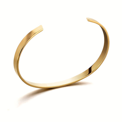 1pc Stylish 316 Stainless Steel Open Cuff Bracelet for Men - 3.5mm/5mm Adjustable, Golden-Tone Finish, Versatile for Daily Wear & Parties, Perfect Gift Idea, Party Accessory, Modern Accessory, Goldtoned Metal