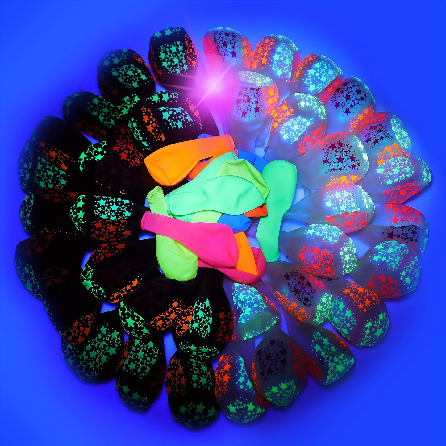 30pcs Neon Glow Balloons, 30.48cm Round Emulsion Balloons with Stars, Ideal for Graduation, Housewarming, Retirement Parties - No Electricity Needed, Versatile Indoor/Outdoor Decorations, Party Decorations