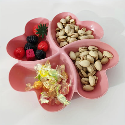 1 Heart-Shaped Food-Grade Plastic Divided Tray - Multi-Use Snack, Dessert, Fruit Serving Plate for Living Room and Coffee Table - Ideal for Parties, Weddings, and Coffee Shops, Coffee Table Decor | Modern Serving Tray | Durab