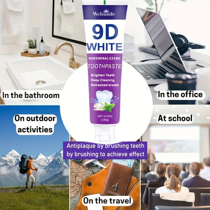 9D Purple Toothpaste, 100g/3.52oz - Deep Clean & Fresh Breath with Natural Pearl Essence for Dental Care, Refreshing Breath, Portable Travel-Friendly Formula, for Men & Women, suitable for daily use and travel