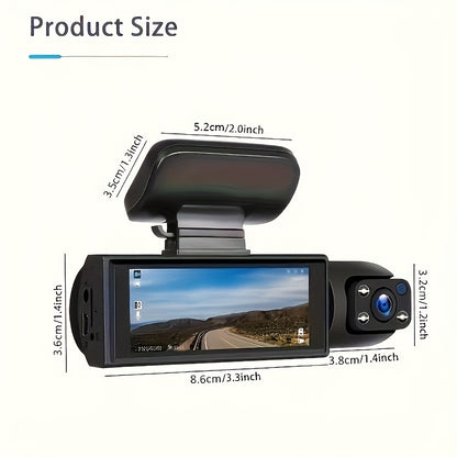 ZKCAMSPY Dual Dash Cam 1080P Front & 720P Rear, 8.03cm HD Night Vision, Loop Recording, G-Sensor, Wide Angle, 27.5FPS, 5V Car Plug, Rechargeable Lithium Polymer, Adhesive Mount, PC Compatible, Universal Driving Position - No