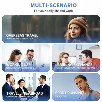 2025 New Senyang AI Translation Wireless Earbuds - Comfortable, Noise-Canceling, Touch-Controlled, Multi-Language Support, Rechargeable Lithium Battery, Ideal for Travel, Socializing, Studying, and Sports - Adult Movie and Ga